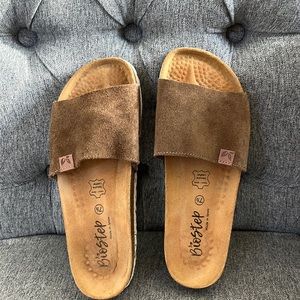 7.5 Biostep Cork and Leather Tan Slide Sandal